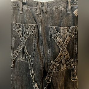 Tripp NYC Denim X Strap Wide Leg Pants Convertible Shorts XS